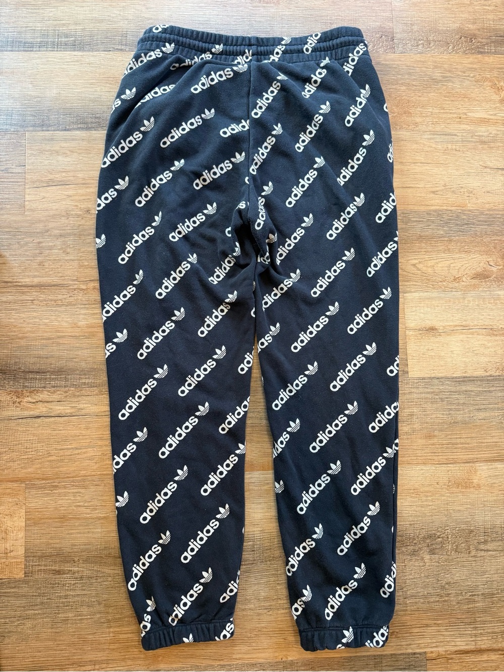 adidas Black Joggers with Allover White Logo Print Women’s Large - Picture 3 of 5
